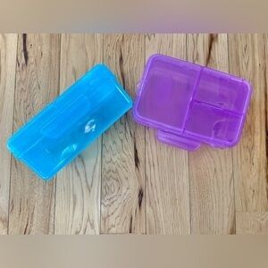 Lot of 2 Bento Lunch Boxes For Kids or Adults, Blue & Purple, Food Storage